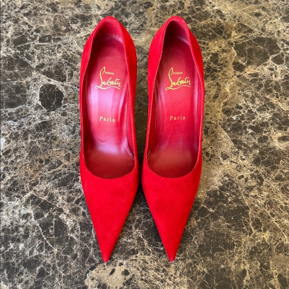 Christian Louboutin Kate max 100mm red loubi suede stiletto sz 39 - Picture 3 of 12